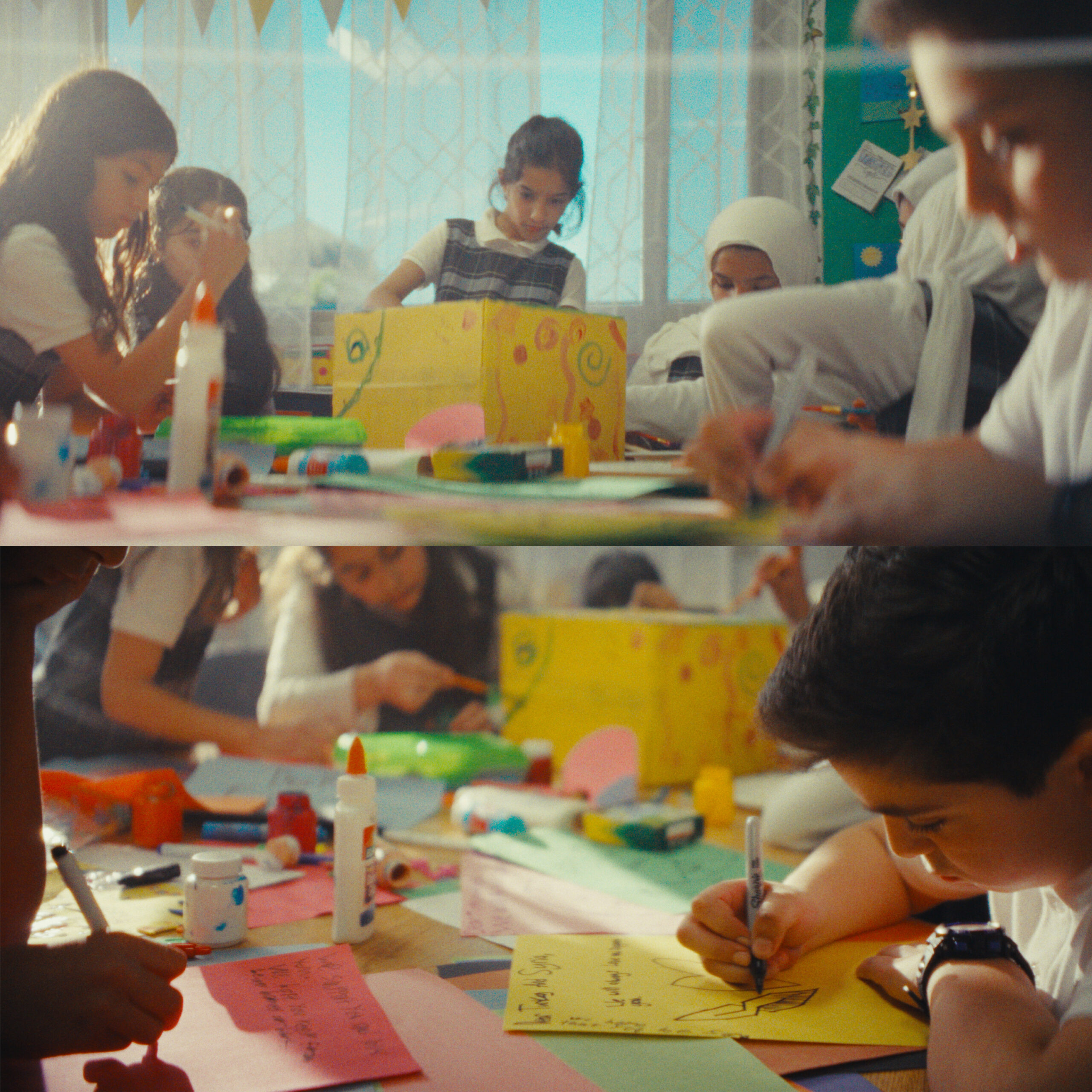 Children work on a project